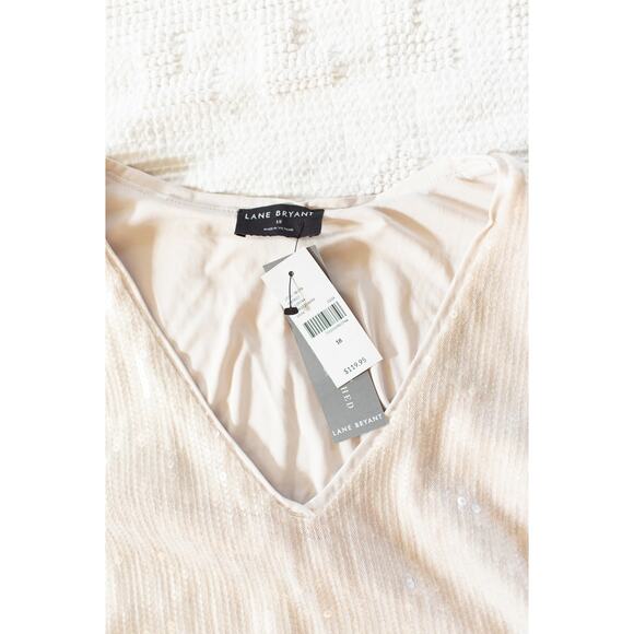 NEW Lane Bryant Midi Shift Dress 18 Cream Sequins Bridal Wedding Bachelorette - Picture 6 of 8